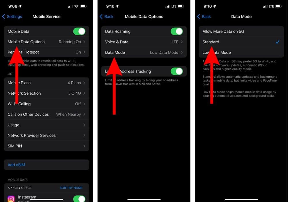 Disable Low Data Mode To Fix iPhone Hotspot Keeps Disconnecting