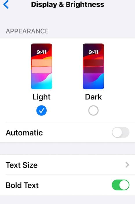 Opening the Display and Brightness Section iPhone Keeps Changing Wallpaper