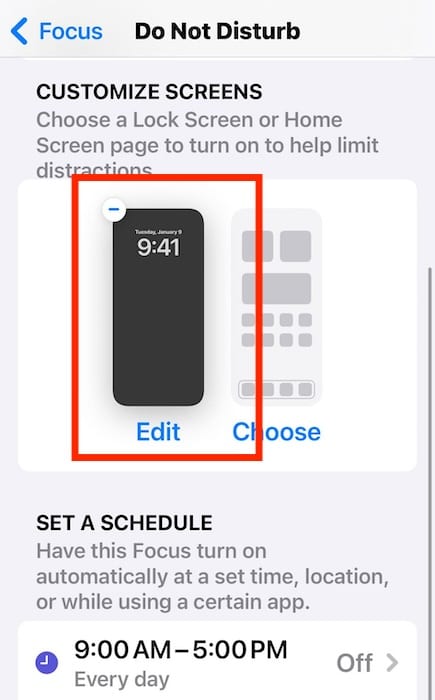 Adjusting the Customized Wallpaper for Do Not Disturb Settings on iOS