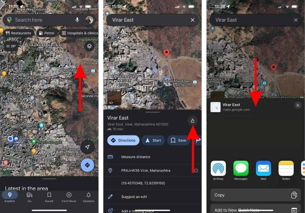 Drop a Pin in Google Maps To Share the Location on the iPhone