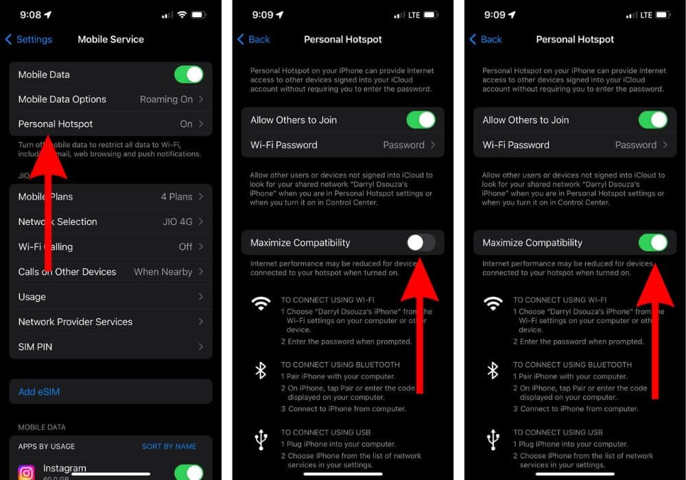 Enable Maximize Compatibility To Fix iPhone Hotspot Keeps Disconnecting