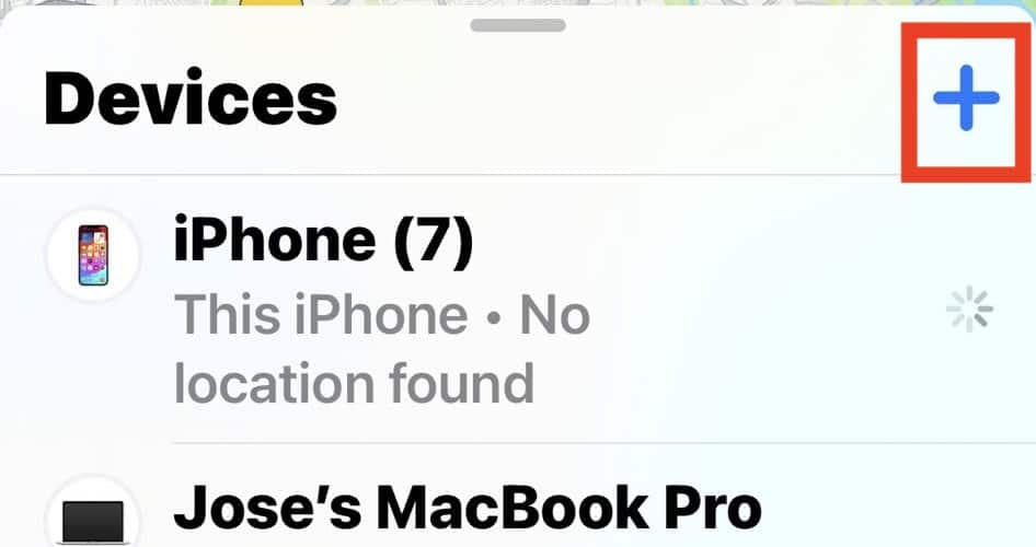 List of Devices on Find My App iPhone