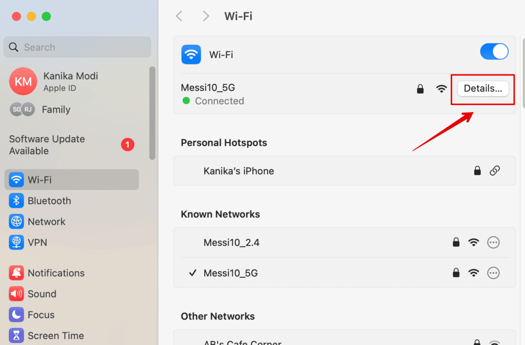 Go to Details on your connected Wifi