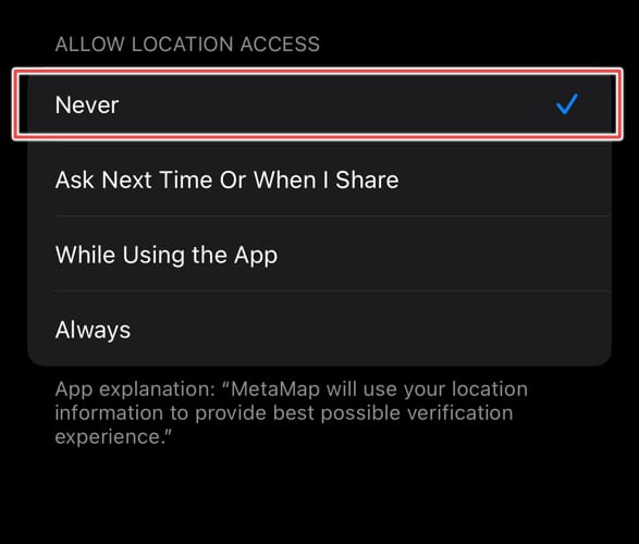 Location based option never on iPhone