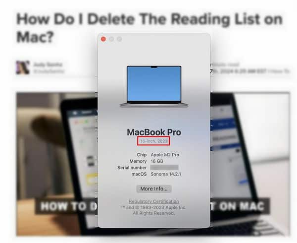 MacBook Pro Info Window