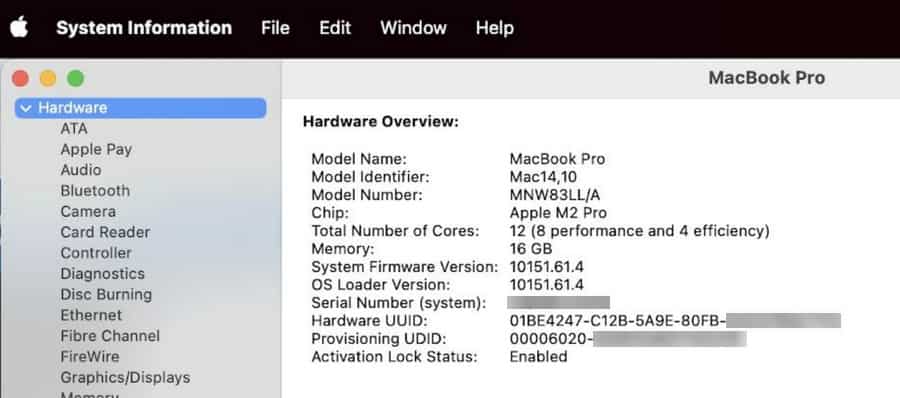 MacBook Pro System Report