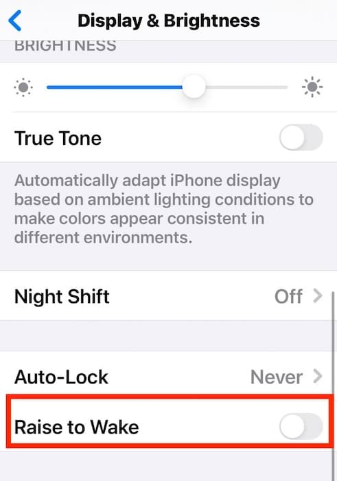 Adjusting the Raise to Wake Toggle Button Feature iOS