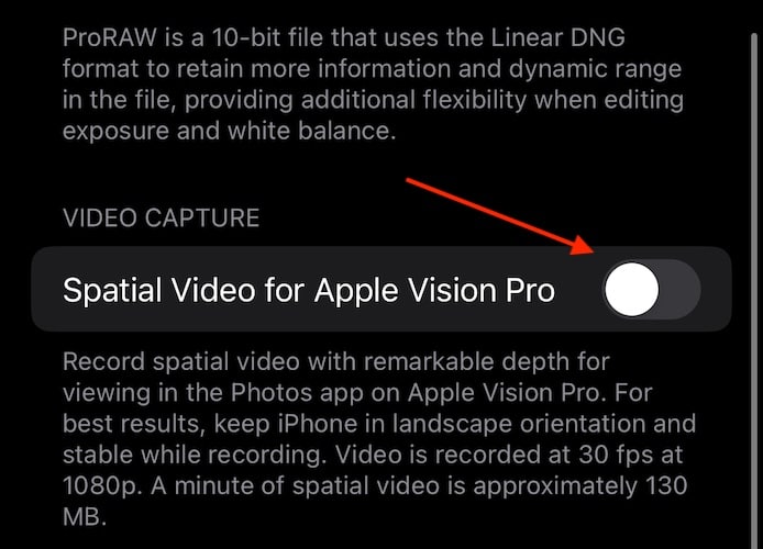 Record Spatial Video iPhone Enable Spatial Video