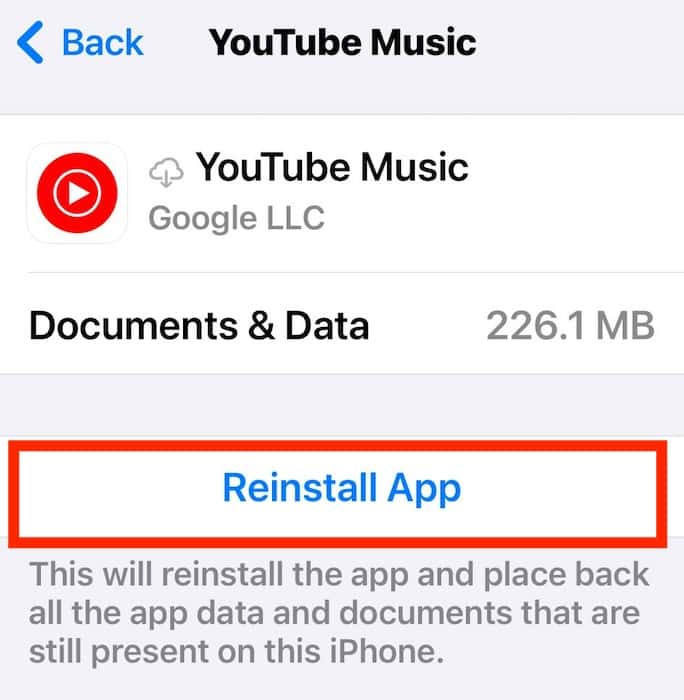 Reinstall App Because YouTube Music not Working on CarPlay