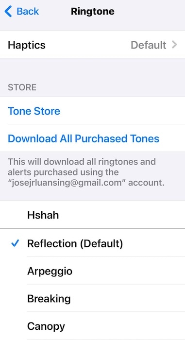 Swiping Through Different Default and Custom Ringtones iOS