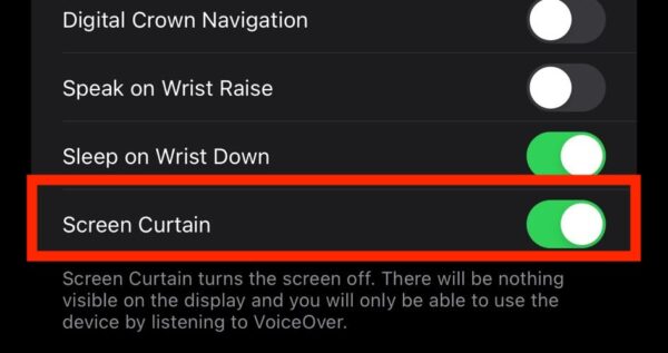 Turning Off Screen Curtain Because Apple Watch Won't Turn On After Hard Reset
