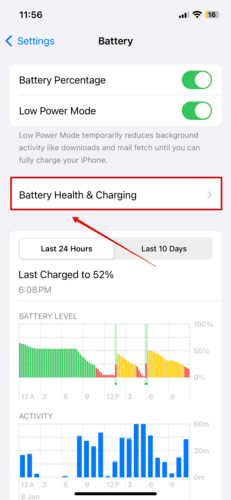 Select Battery Health & Charging