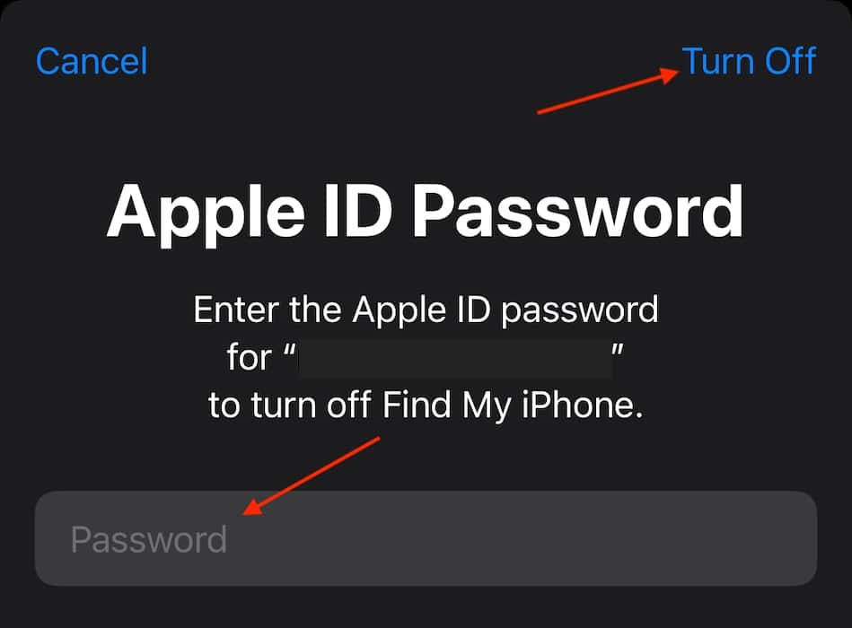 Share Button Working iOS 17 Enter Apple ID Password Select Turn Off