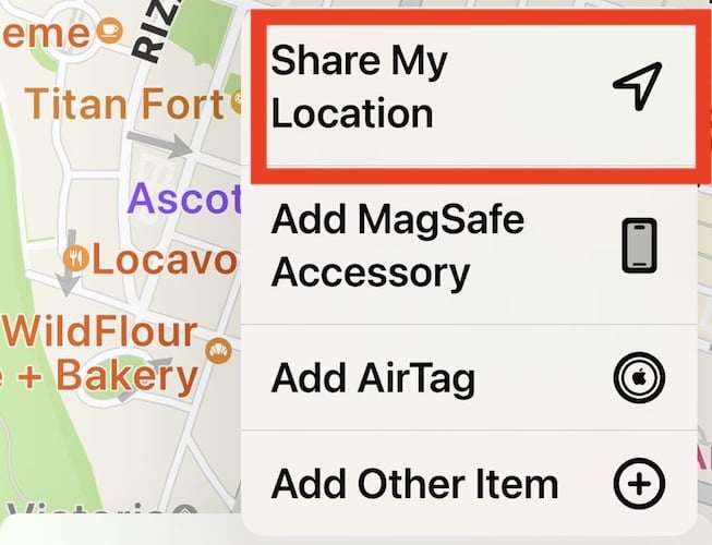 Sharing Your Location to Someone Else on Find My App