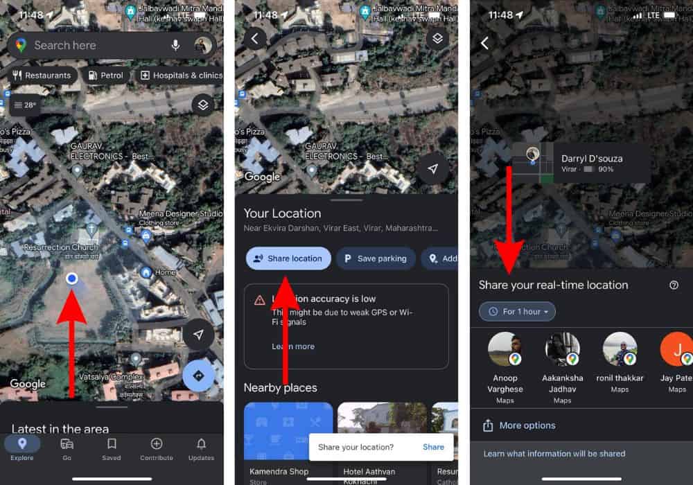 Share Your Real-Time Location Through Google Maps on iPhone
