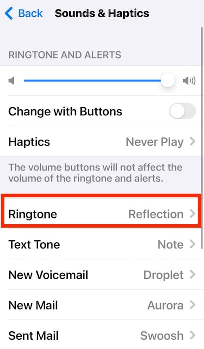 Adjusting Tones and Alerts Because No Ringtone on iPhone