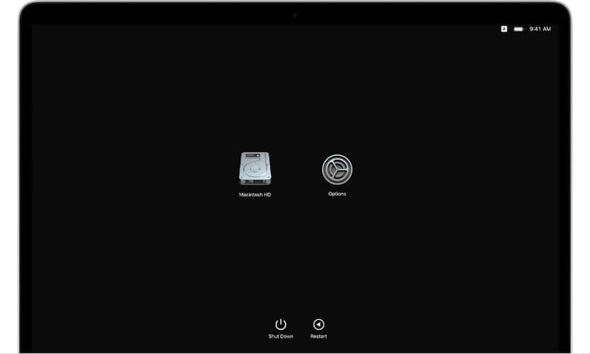 Startup options on Mac M1