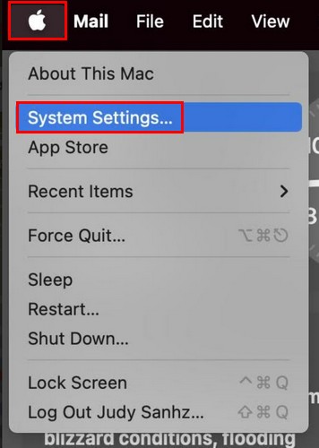 System Settings in Apple Menu on Mac