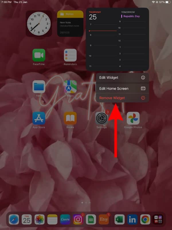 
Tap the Remove Widget button to Fix Widgets Keep Reappearing on iPad 
