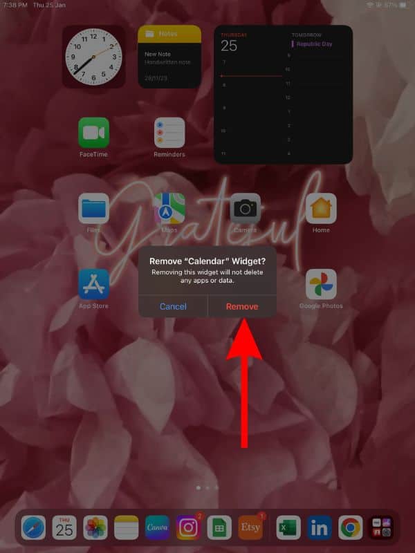 Tap the Remove button to remove the widget and Fix Widgets Keep Reappearing on iPad