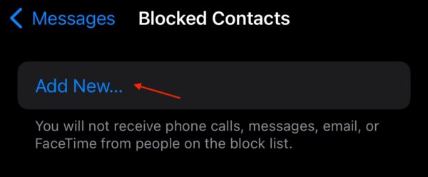 Texts Blocked Numbers iPhone Tap Blocked Contacts