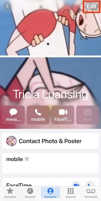 Contact Person Girl on Contacts App of iPhone