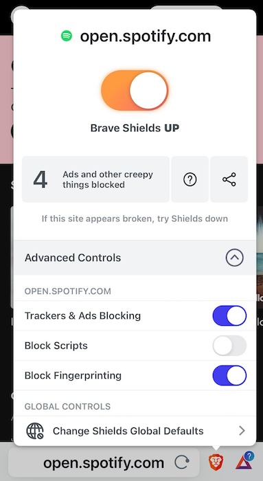 Try to Block Spotify Ads on iPhone With Brave Browser