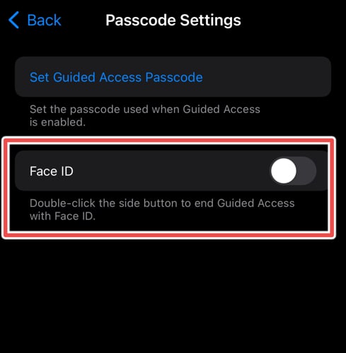 Set up Face ID for guided access