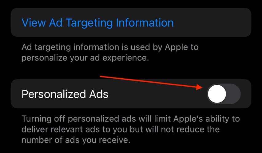 block pop up ads iPhone Disable Personalized Ads