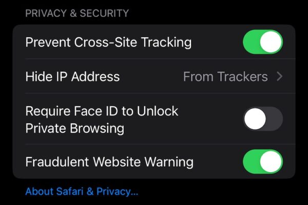block pop up ads iPhone Privacy and Security Safari