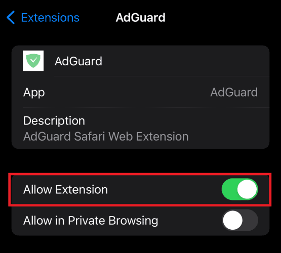 block pop up ads iPhone Select Allow Extension