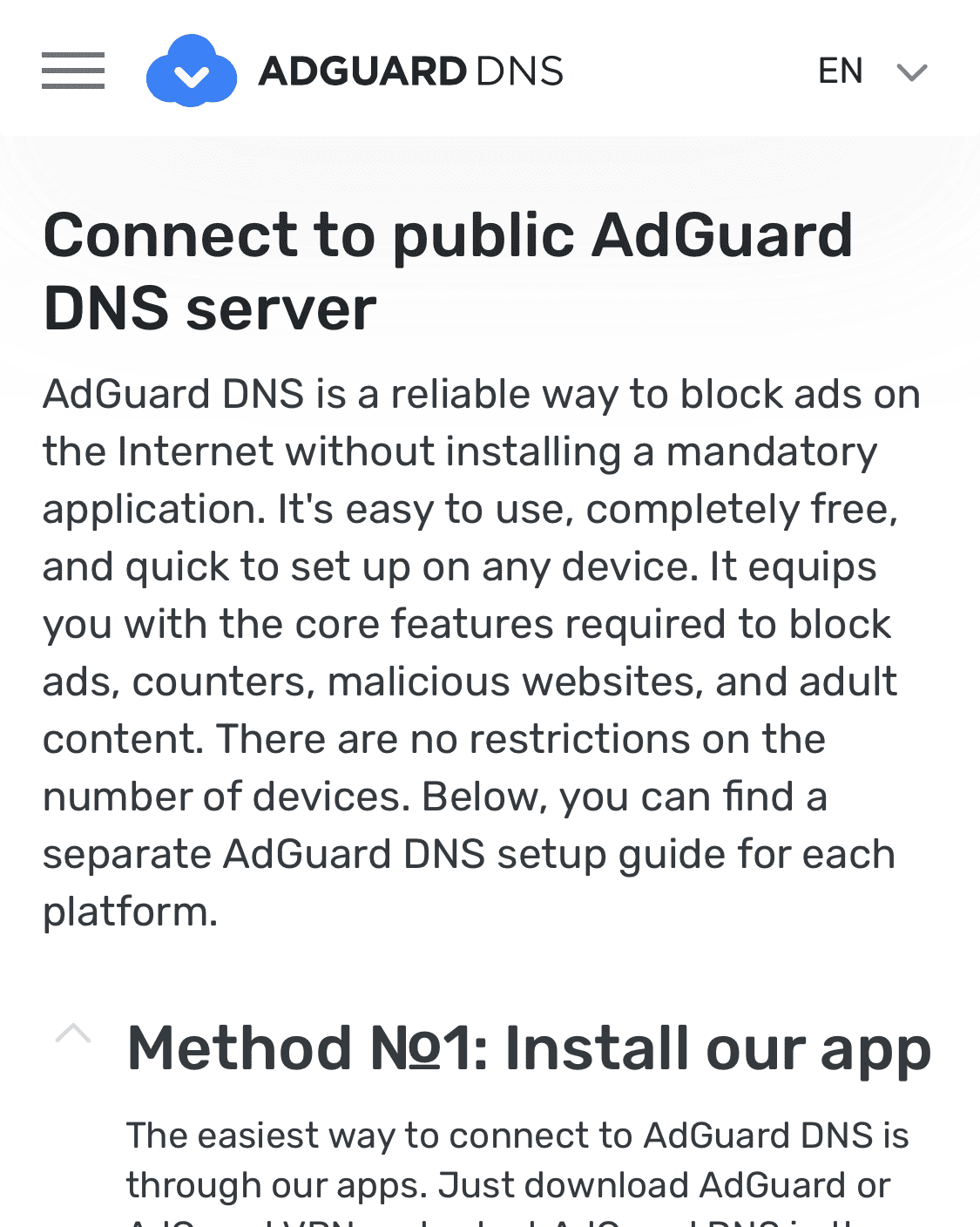 connect to public adguard DNS for iPhone