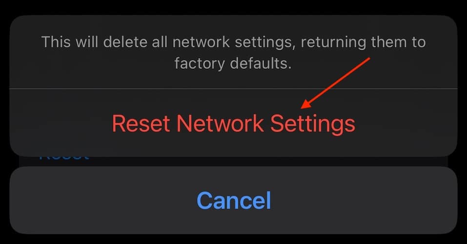 error occurred installing iOS 17 Confirm Reset Network Settings