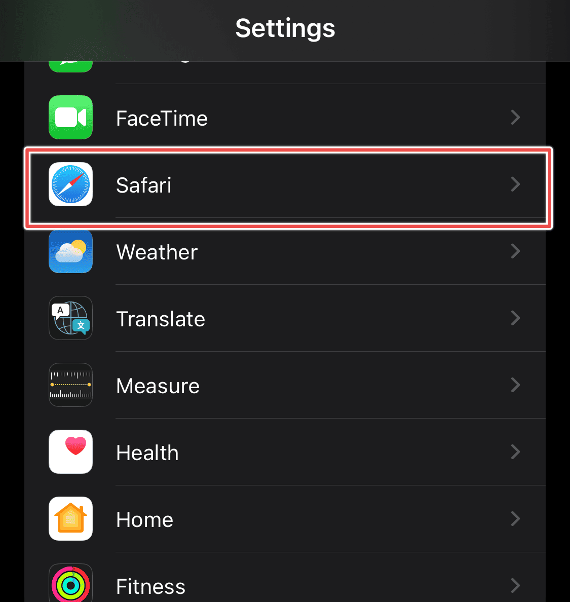 safari option on iPhone