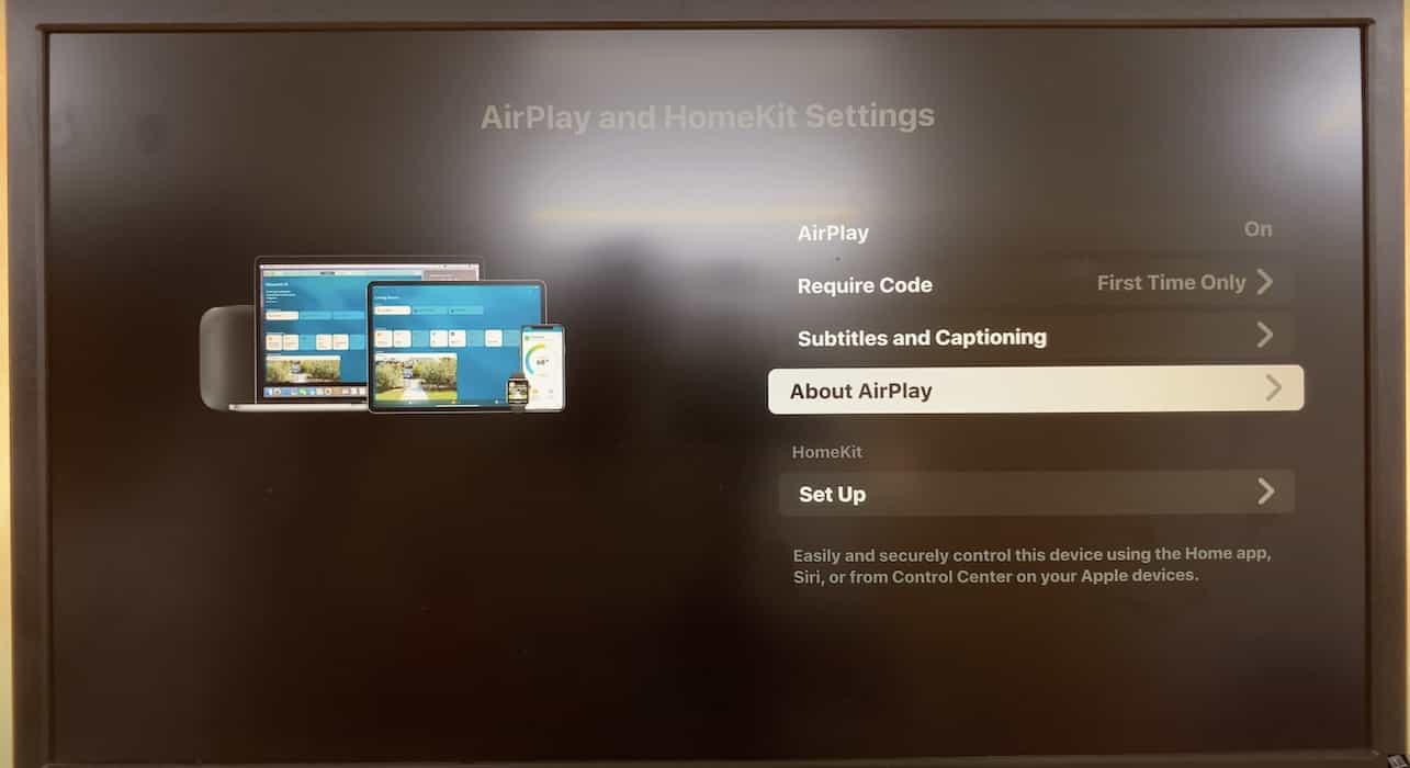 Selecting About AirPlay Section in Fire TV AirPlay Settings