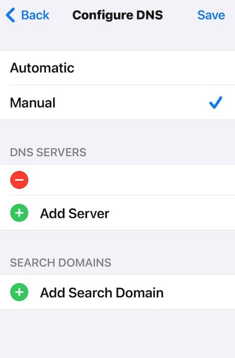 Manually Configure DNS Settings on iOS Settings