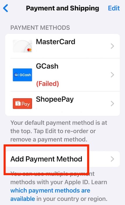 Add New Payment Method for Apple ID to fix Your Account Has Been Disabled in the App Store and iTunes Error