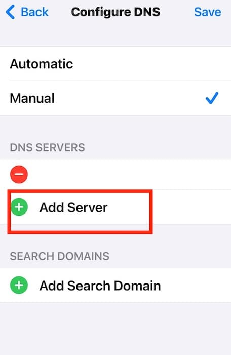 Adding DNS Server on iPhone Wi-Fi Connection