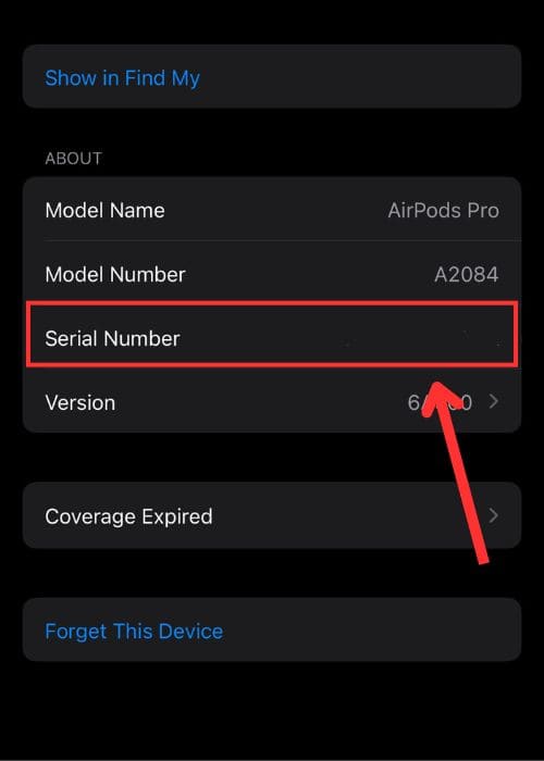 AirPods Serial number