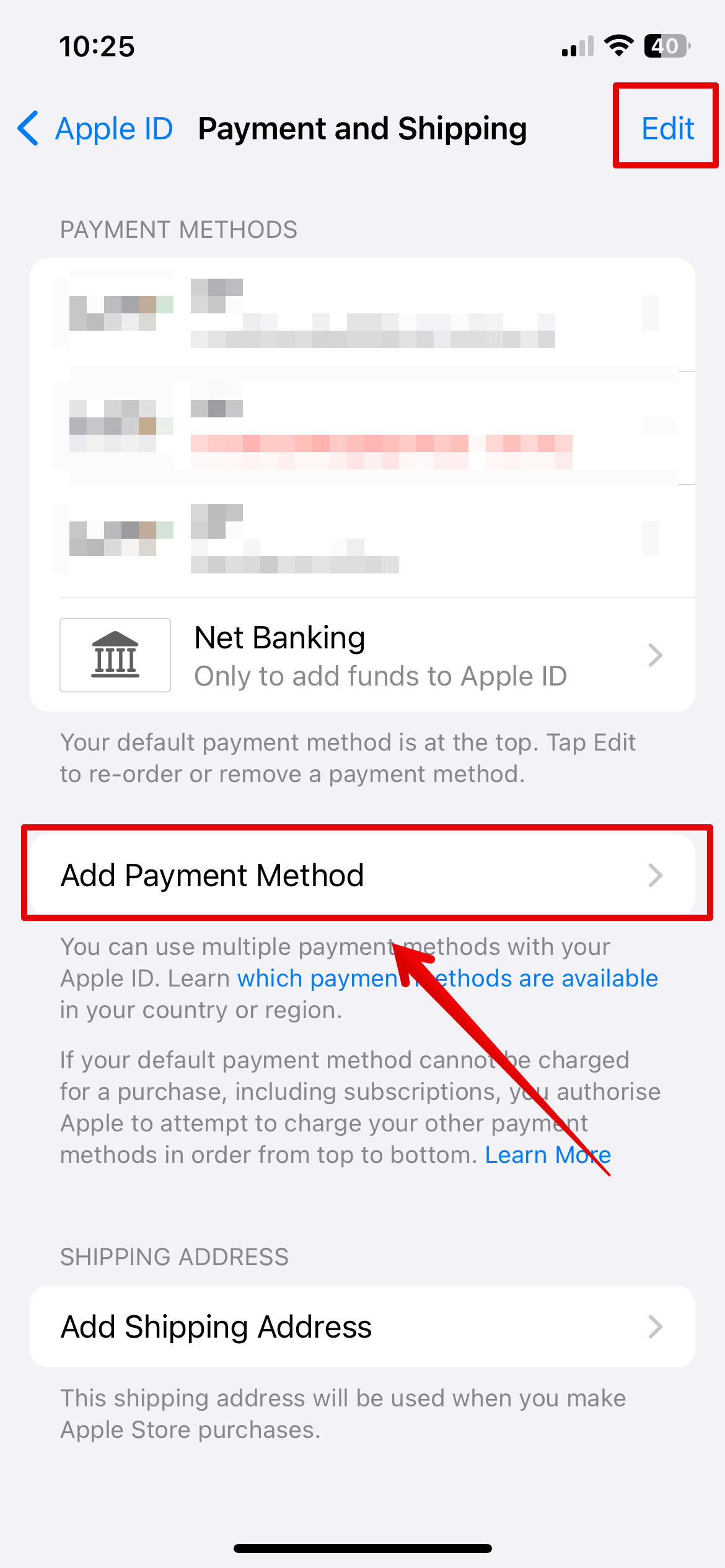 Change Payment Settings