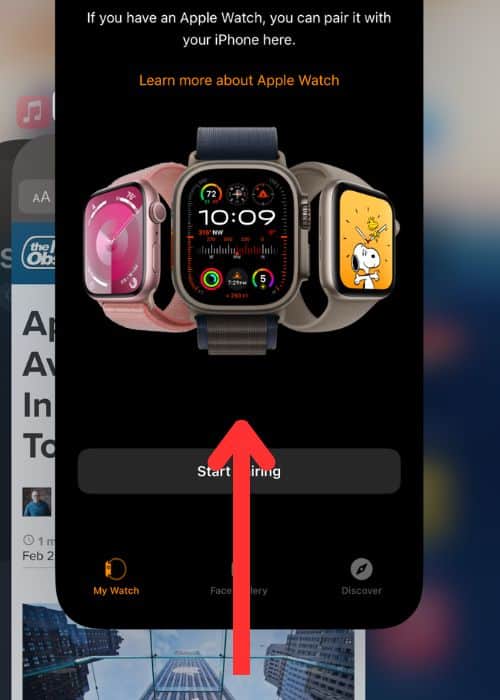 Close Watch App on iPhone