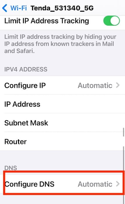 Configure DNS Settings on iPhone Wi-Fi