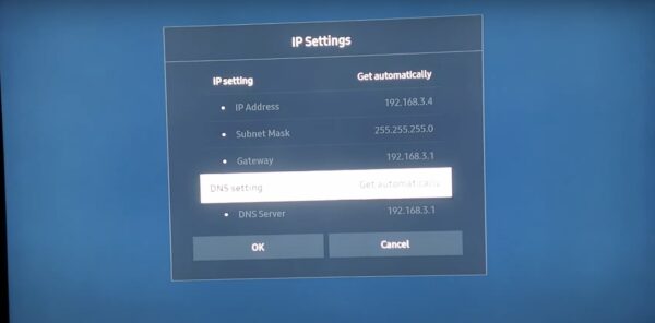 Configuring the DNS Servers on a Samsung TV
