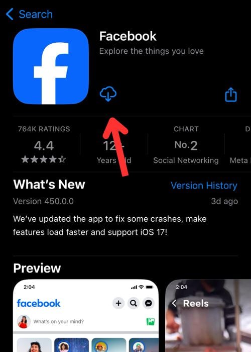 Delete and Reinstall the Facebook app on the iPhone 3