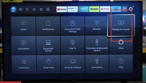Display and Sounds Section on System Settings Fire TV
