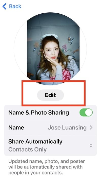 Edit Existing Contact Posters on iOS 17 Own Contacts