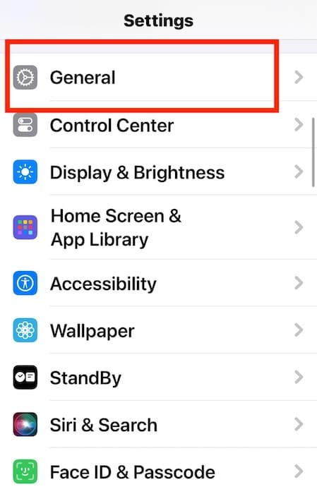 Checking General Section of iOS Settings App