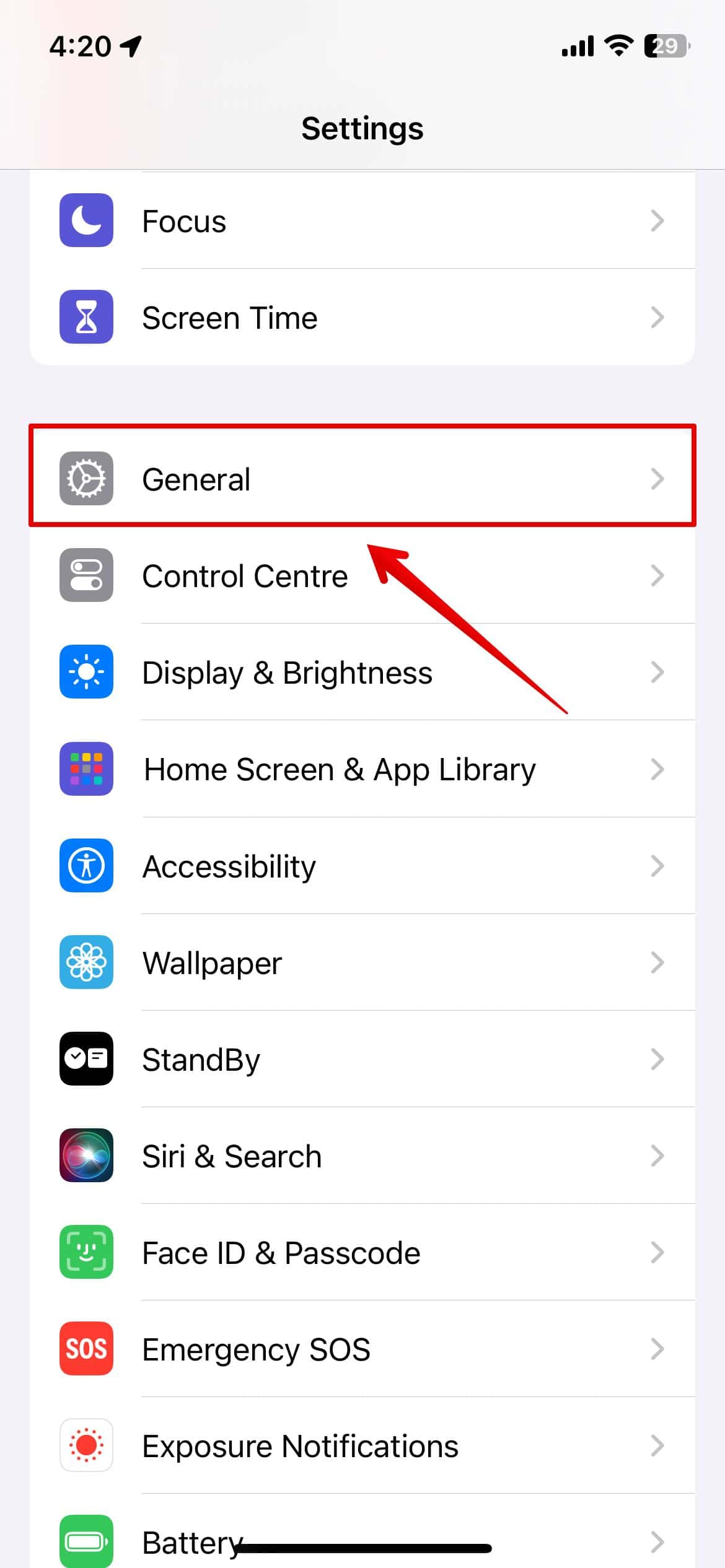 Go to Settings and open General