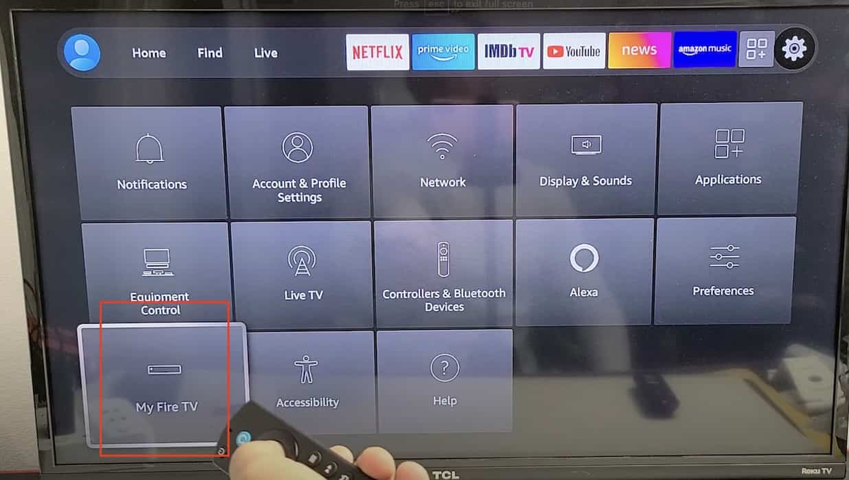My Fire TV Option on Fire TV System Settings 