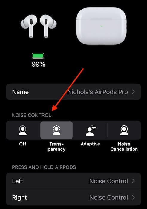 Noise Cancellation AirPods Pro AirPods Settings